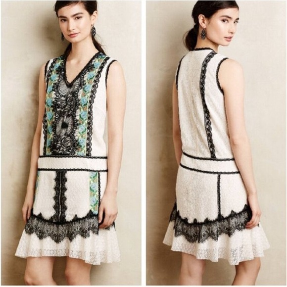 Anna Sui Embroidered Lace Eyelash Embellished Dress Size  8 - Picture 15 of 15